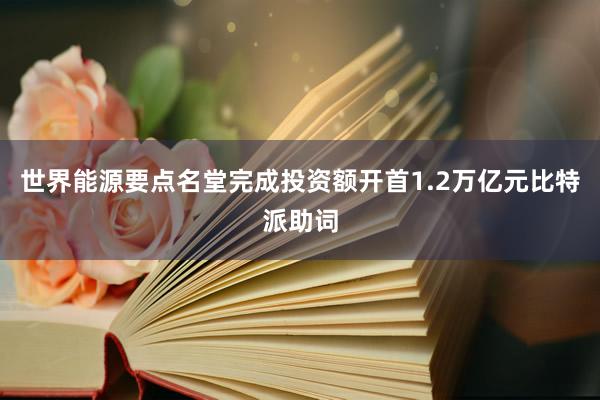 世界能源要点名堂完成投资额开首1.2万亿元比特派助词