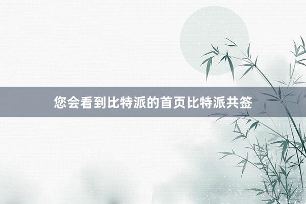 您会看到比特派的首页比特派共签