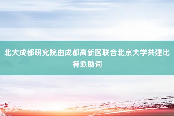 北大成都研究院由成都高新区联合北京大学共建比特派助词