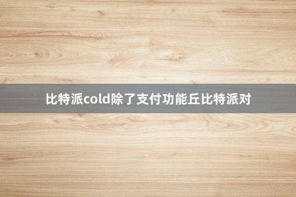 比特派cold除了支付功能丘比特派对