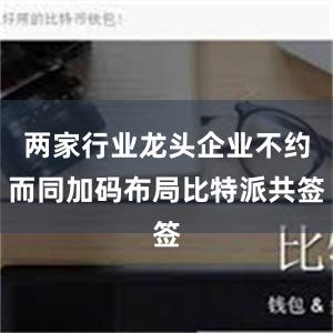 两家行业龙头企业不约而同加码布局比特派共签