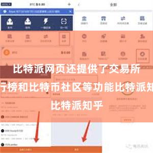比特派网页还提供了交易所排行榜和比特币社区等功能比特派知乎
