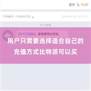 用户只需要选择适合自己的充值方式比特派可以买